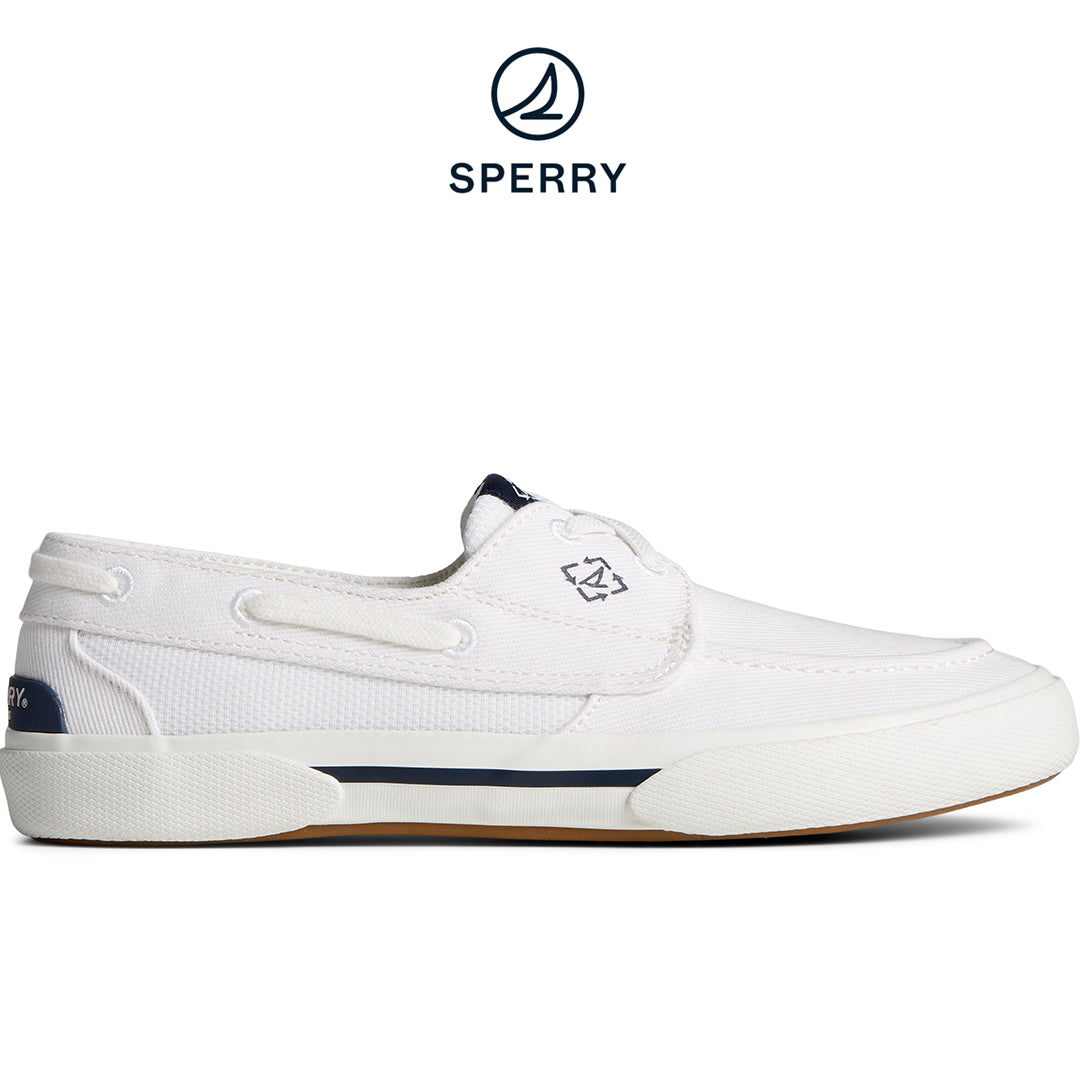 Women's Pier Wave Washed Heavy Twill Boat Sneakers - White (STS88552)