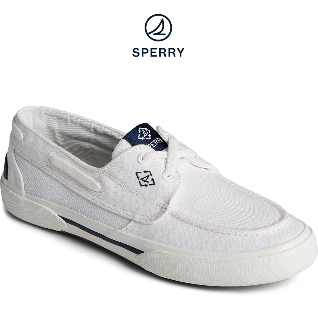 Women's Pier Wave Washed Heavy Twill Boat Sneakers - White (STS88552)