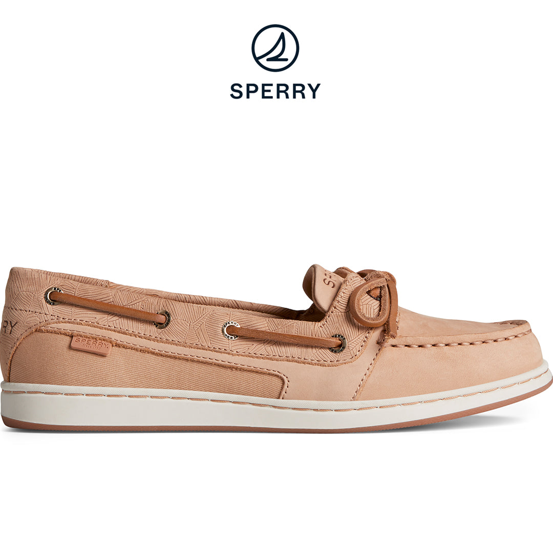 Women's Starfish Palm Emboss 1-Eye Boat Shoe Tan (STS88616)