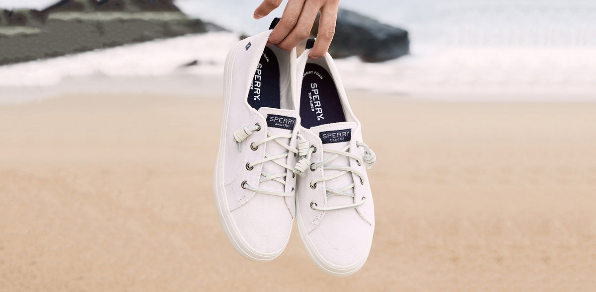 White sperry tennis shoes Clearance