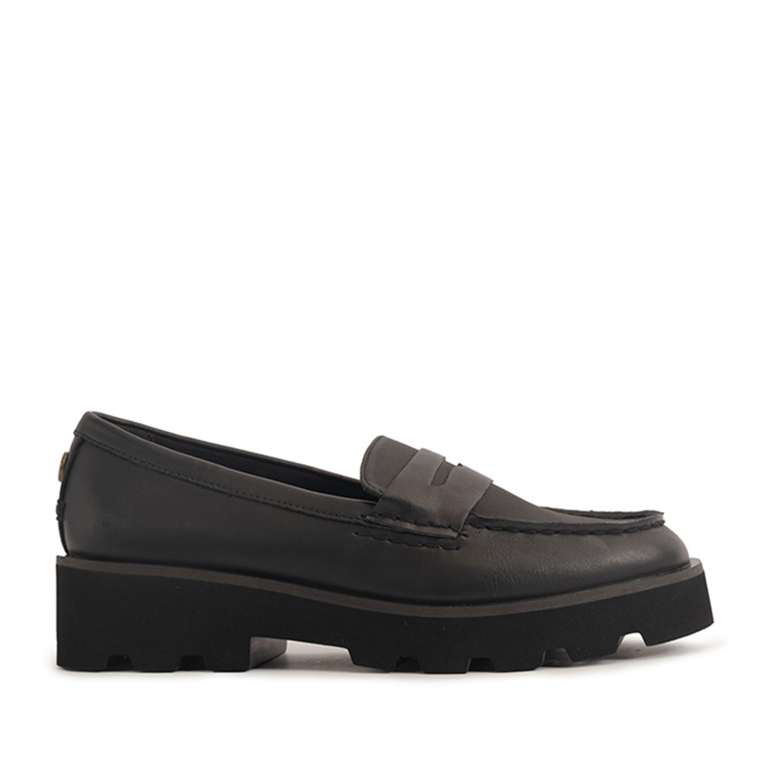 Women's Chunky Penny Casual Leather - Black (25F03062)
