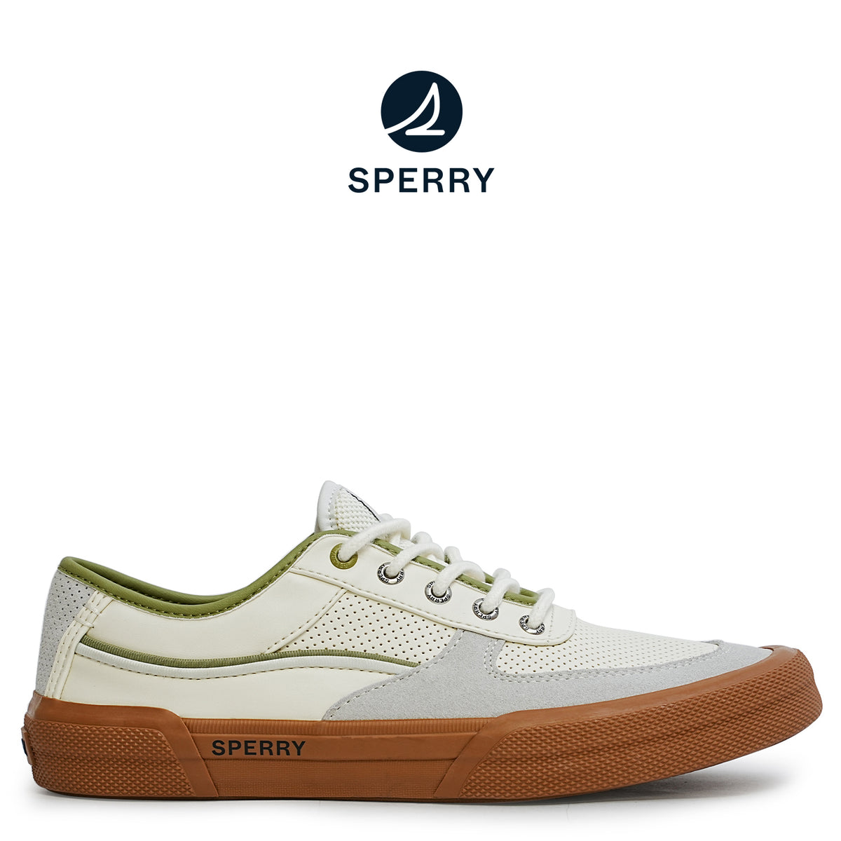 Men's Soletide Leather Sneakers - Offwhite/Sage/Blue (25F03491)