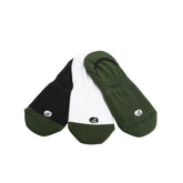 Men's 3 in 1 Sneaker No Show Socks - Black /White/Olive (25F65501)