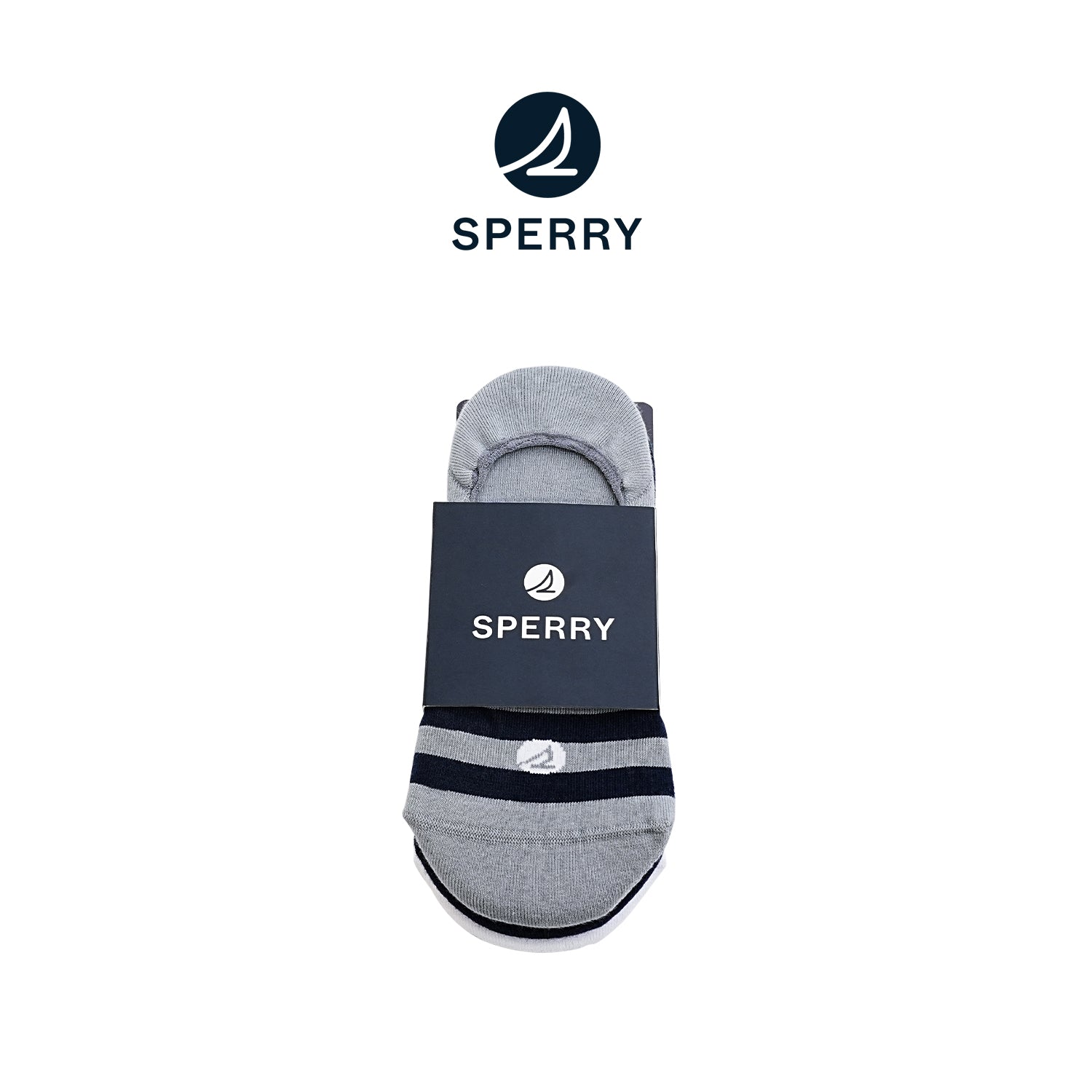 3• In• 1 Sneaker No Show Stripes - Grey/White/Navy (25F65532)