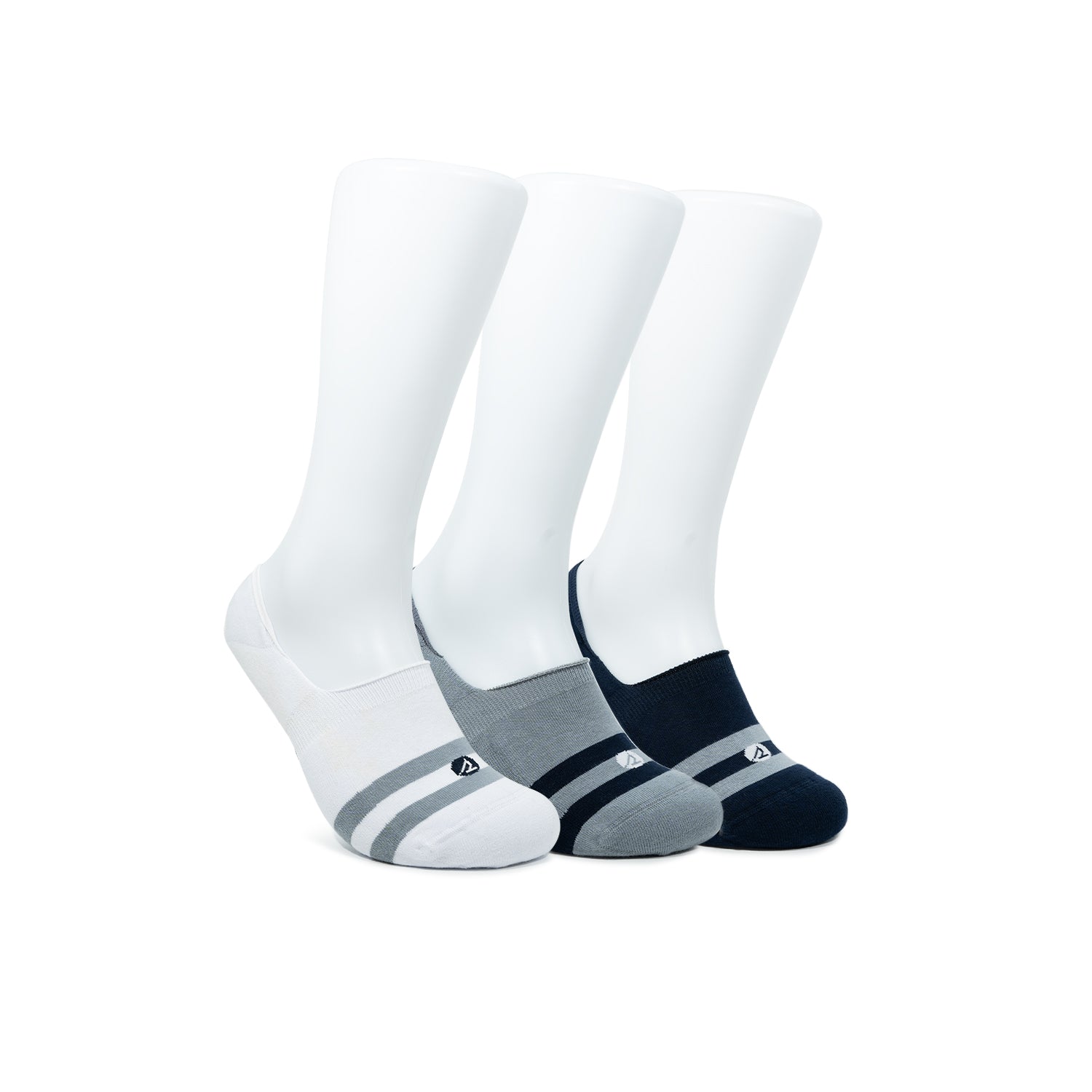 3• In• 1 Sneaker No Show Stripes - Grey/White/Navy (25F65532)