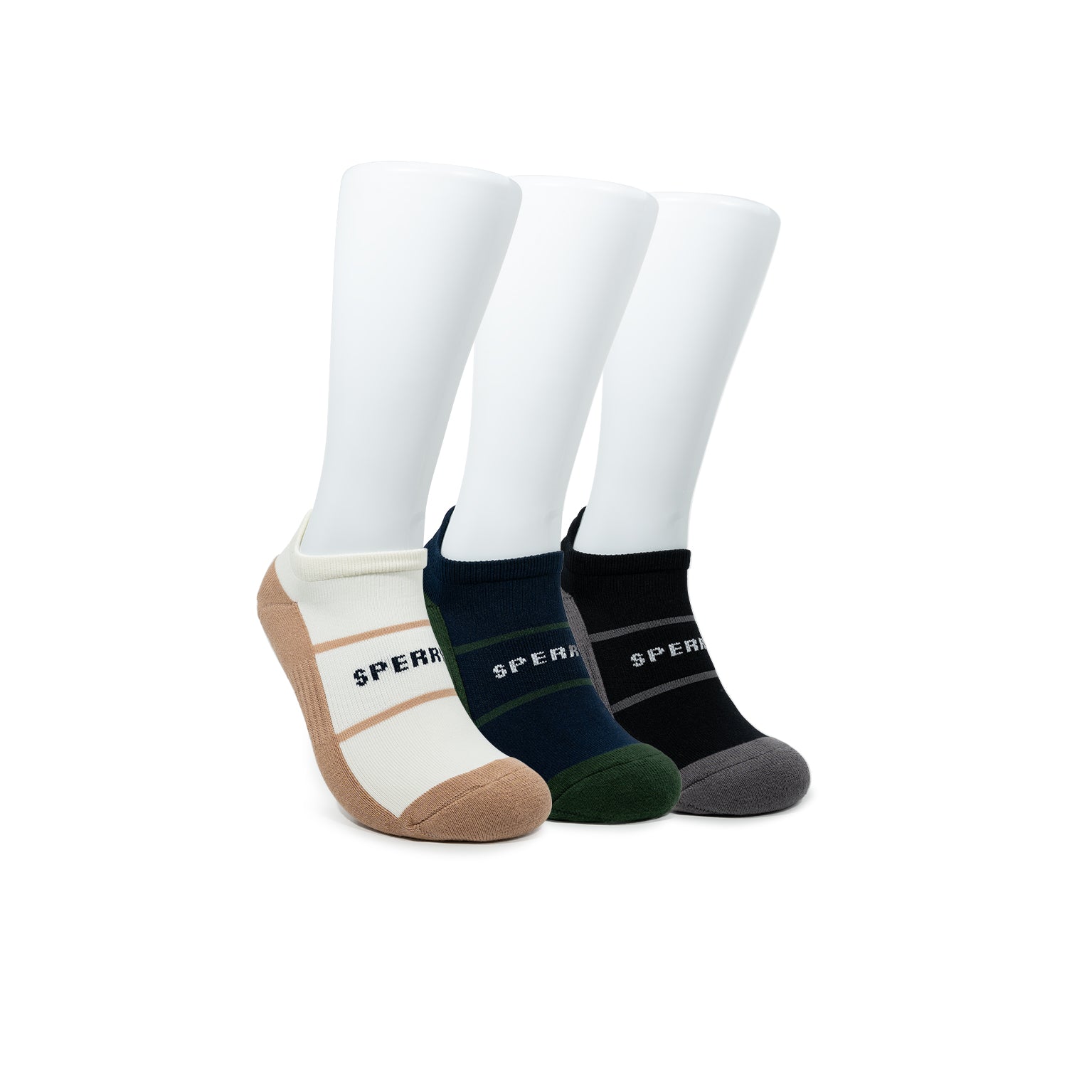 Men's 3 in 1 Sneaker No Show Socks - Bone/Navy/Black (25F65581)