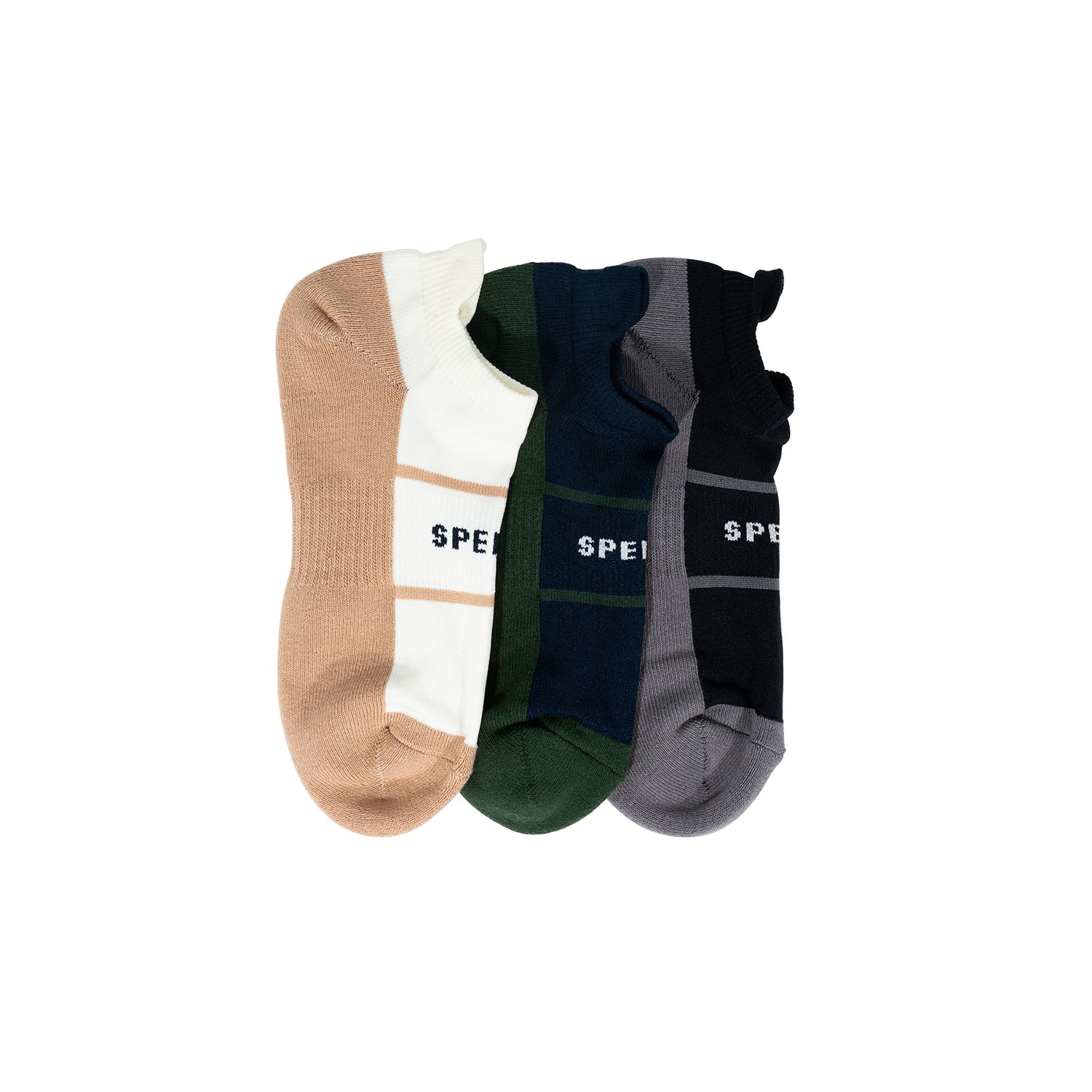 Men's 3 in 1 Sneaker No Show Socks - Bone/Navy/Black (25F65581)