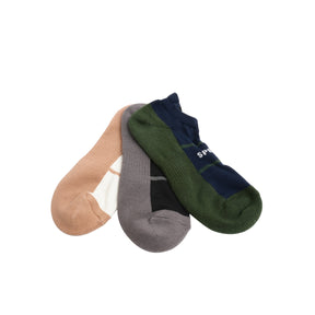 Men's 3 in 1 Sneaker No Show Socks - Bone/Navy/Black (25F65581)