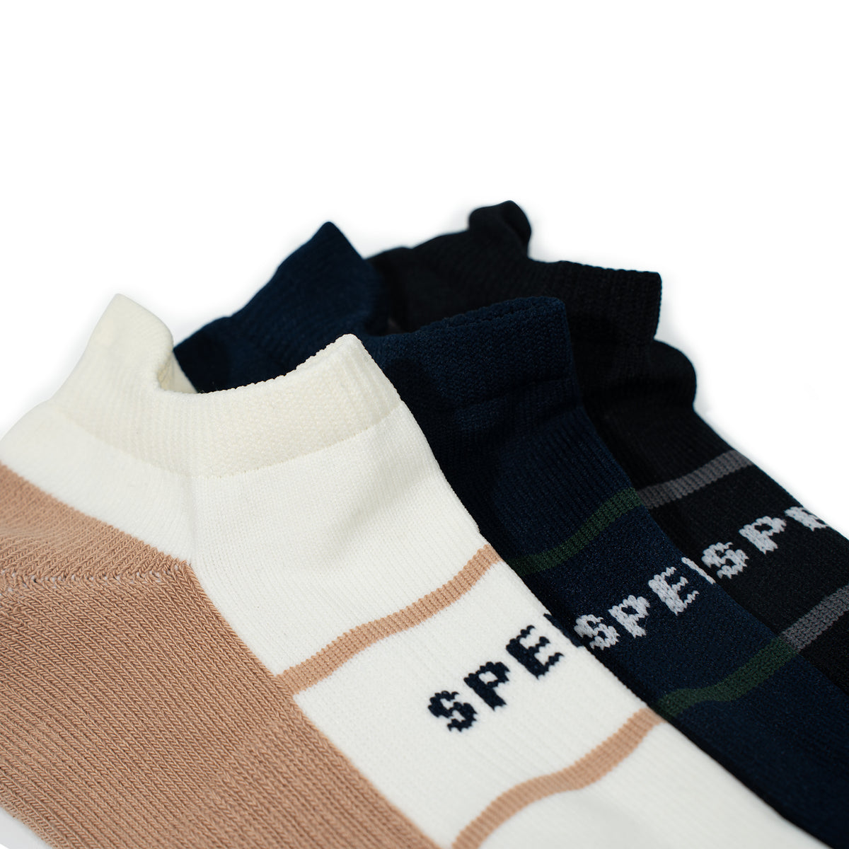 Men's 3 in 1 Sneaker No Show Socks - Bone/Navy/Black (25F65581)