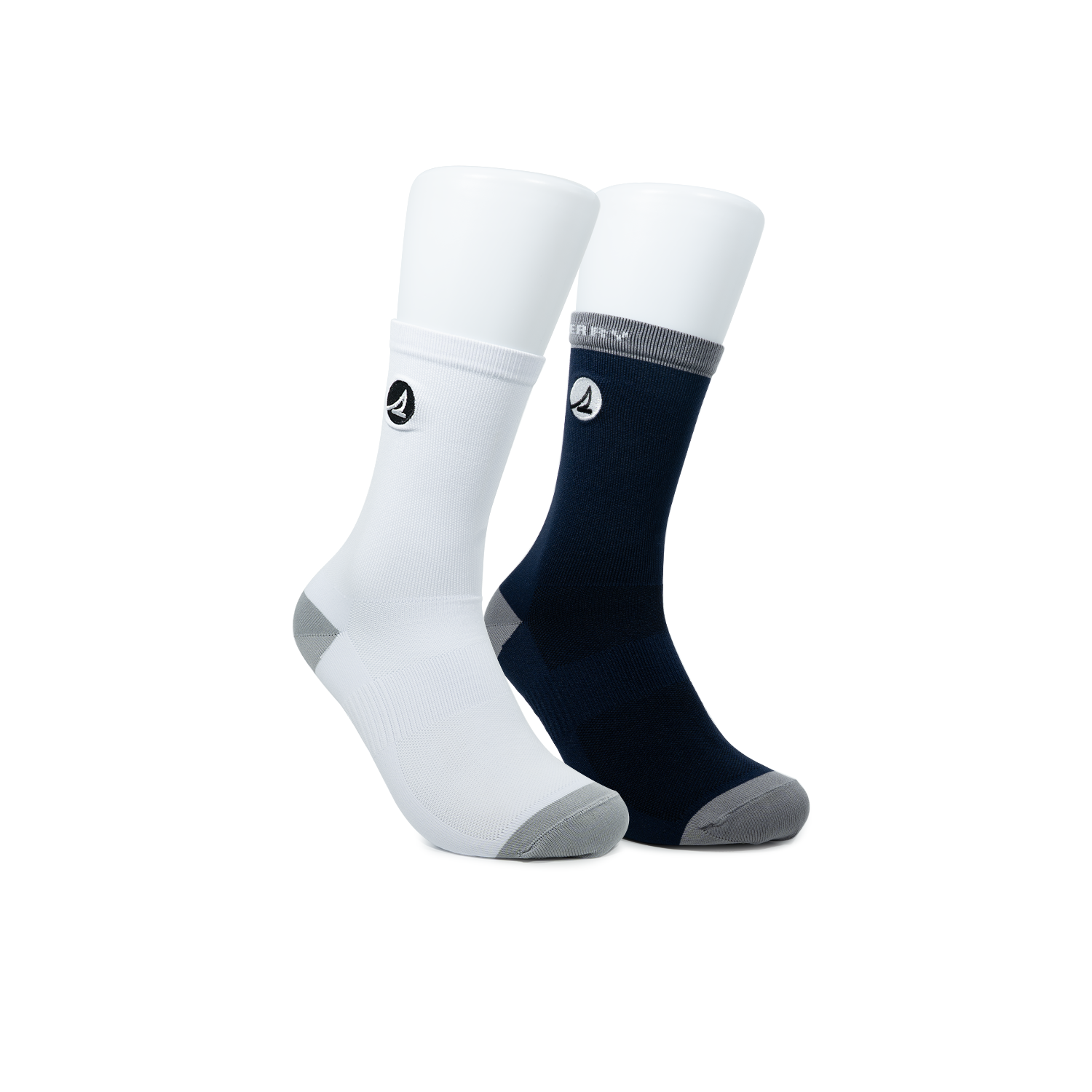 Men's 2 in 1 Crew Socks - White/Navy (25F65681)