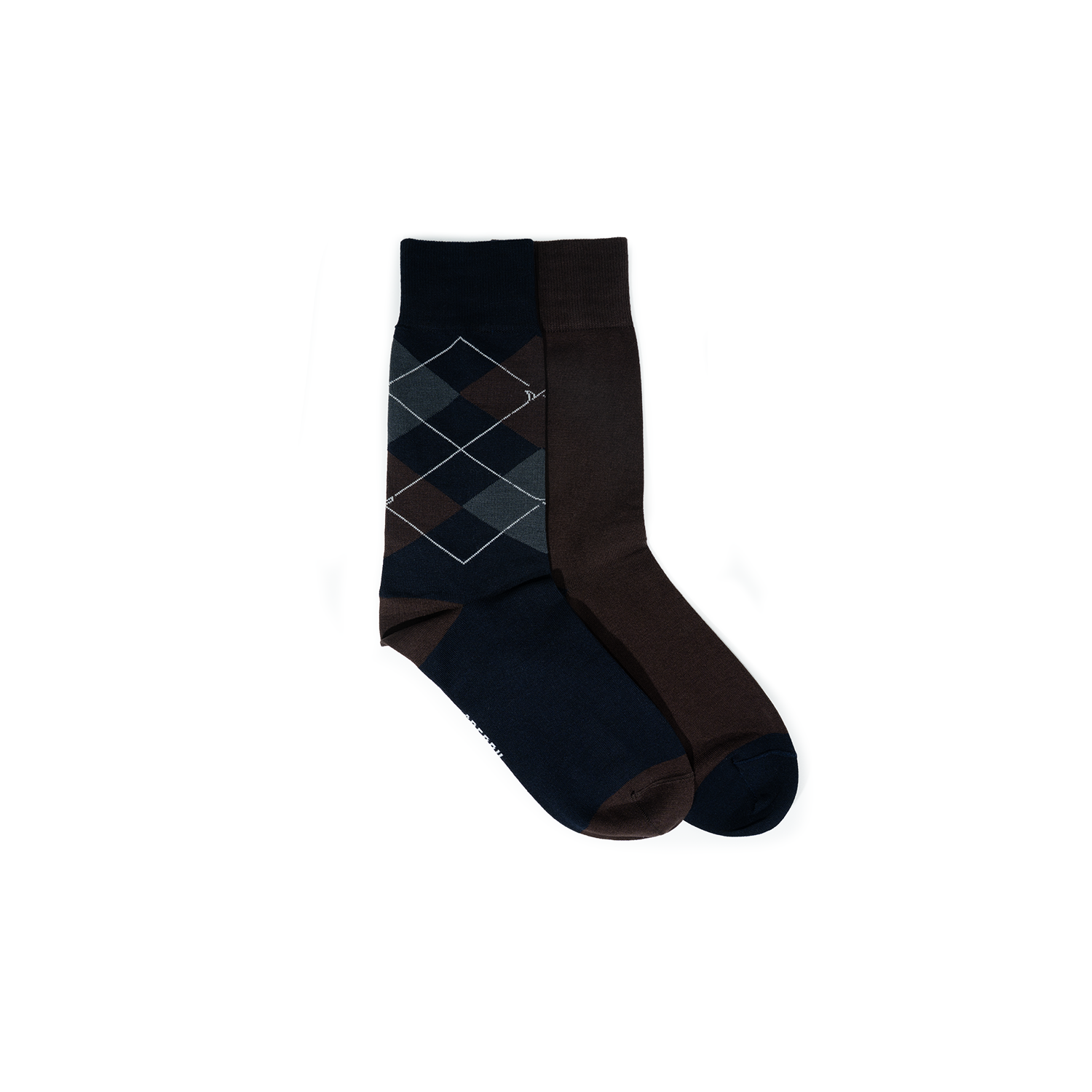 Men's 2• In• 1 Dress Socks Half Argyle - Navy/Brown (25F65701)