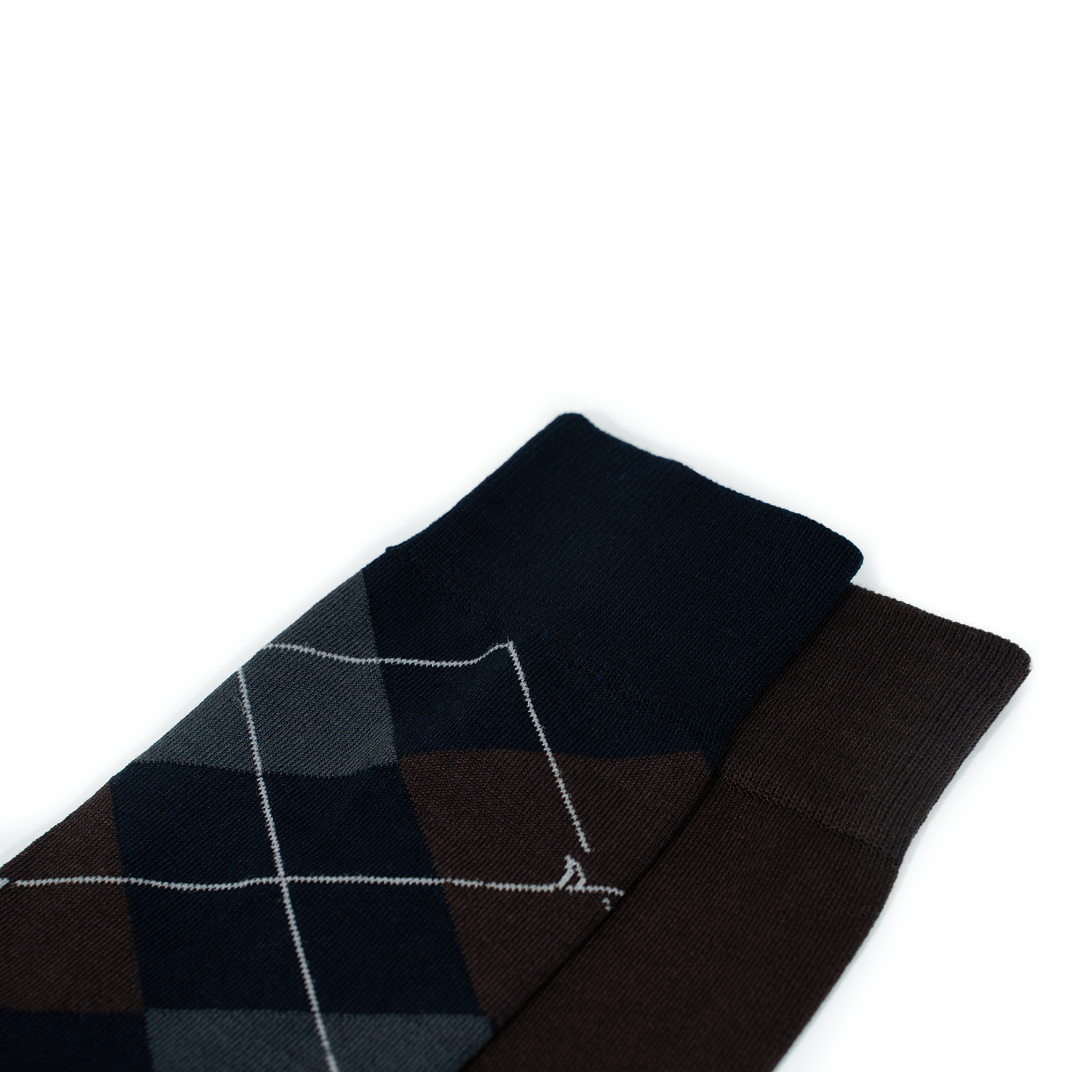 Men's 2• In• 1 Dress Socks Half Argyle - Navy/Brown (25F65701)