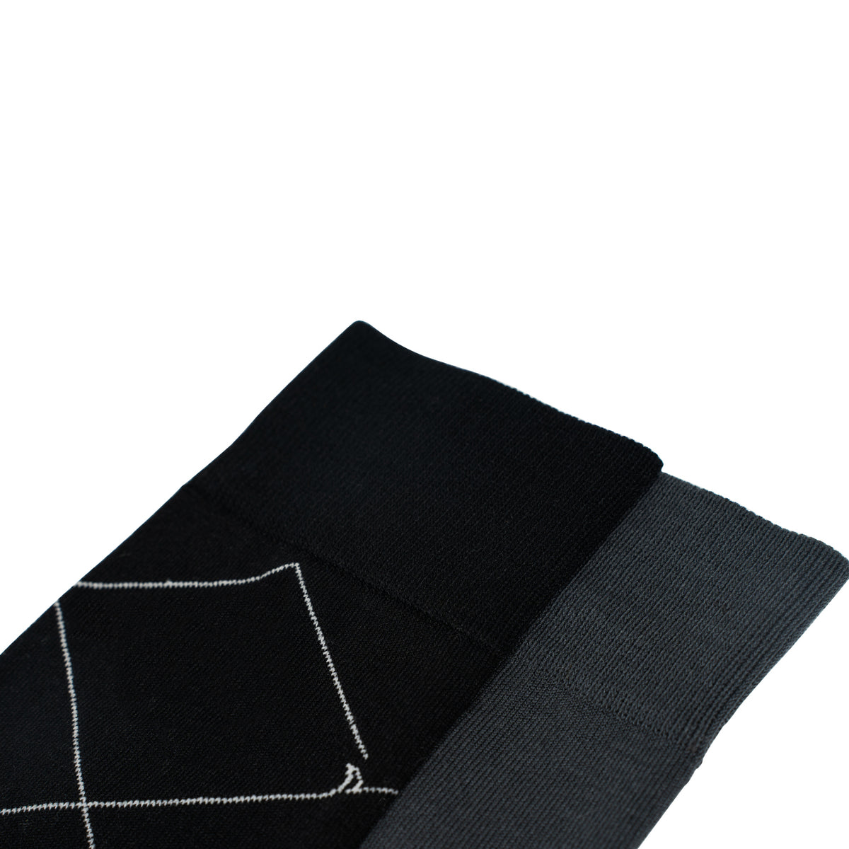 Men's 2• In• 1 Dress Socks Full Argyle - Black/Grey (25F65711)