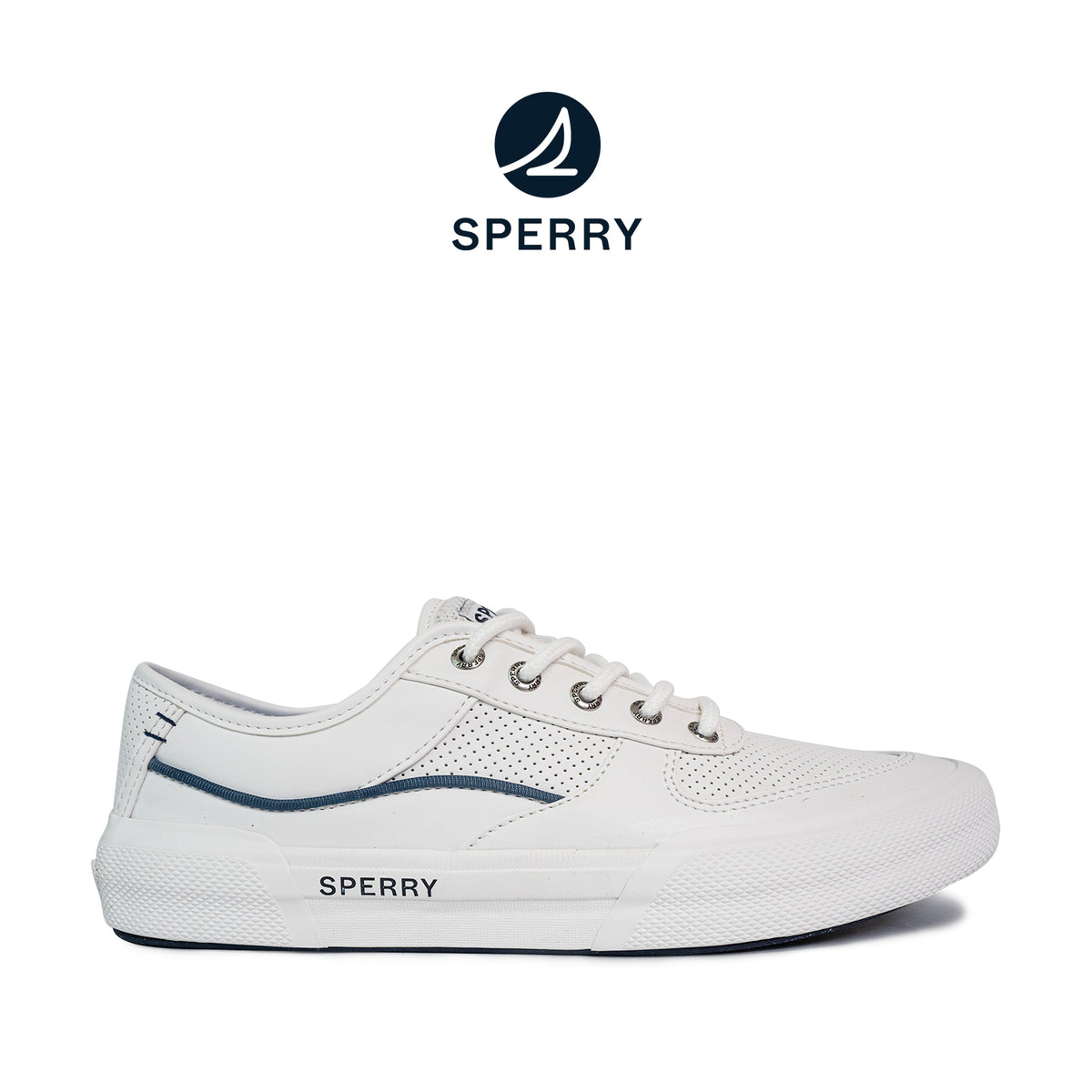 Men's Soletide Leather Sneakers - Off White/Blue Wave (25S00391)