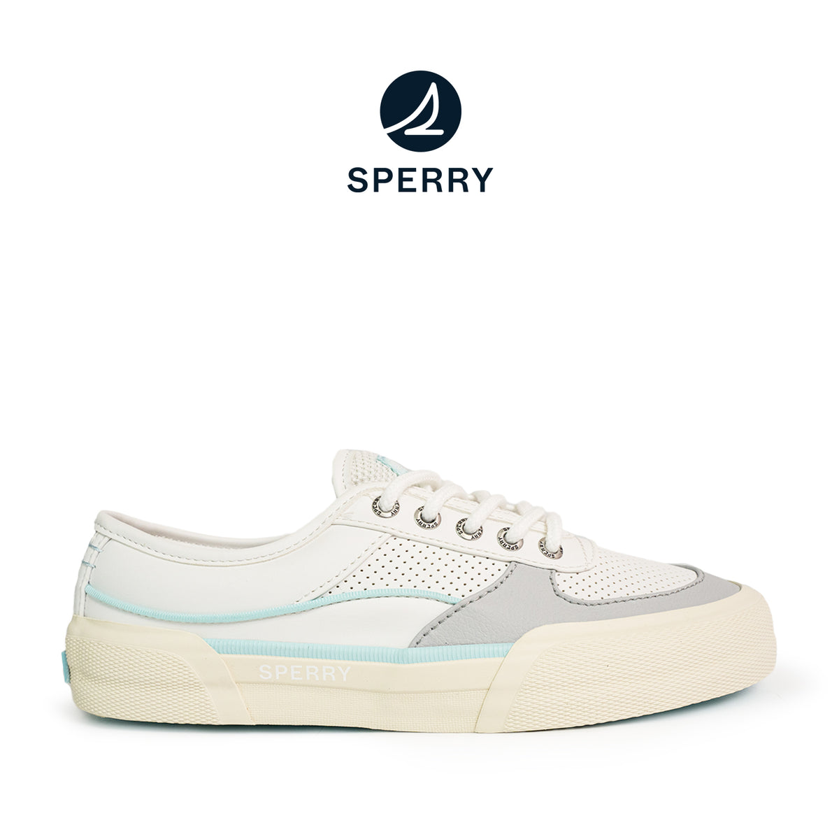 Women's Soletide Leather Sneakers - White/Blue (25S00932)