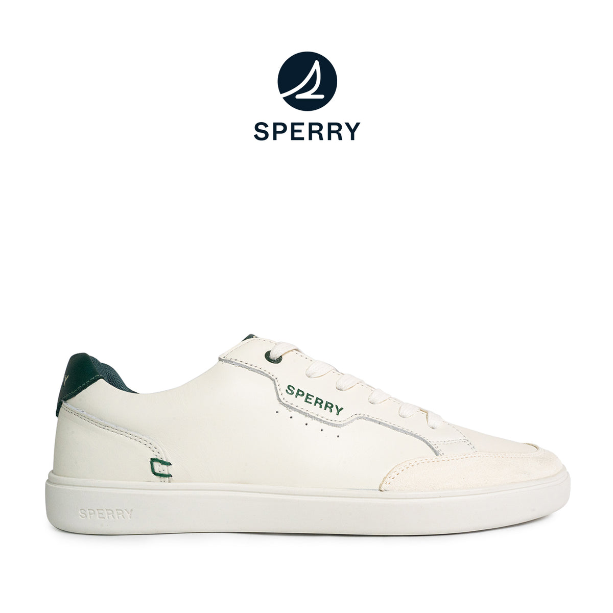 Men's Crew 90 Leather Sneakers - Offwhite/Green (25S05841)