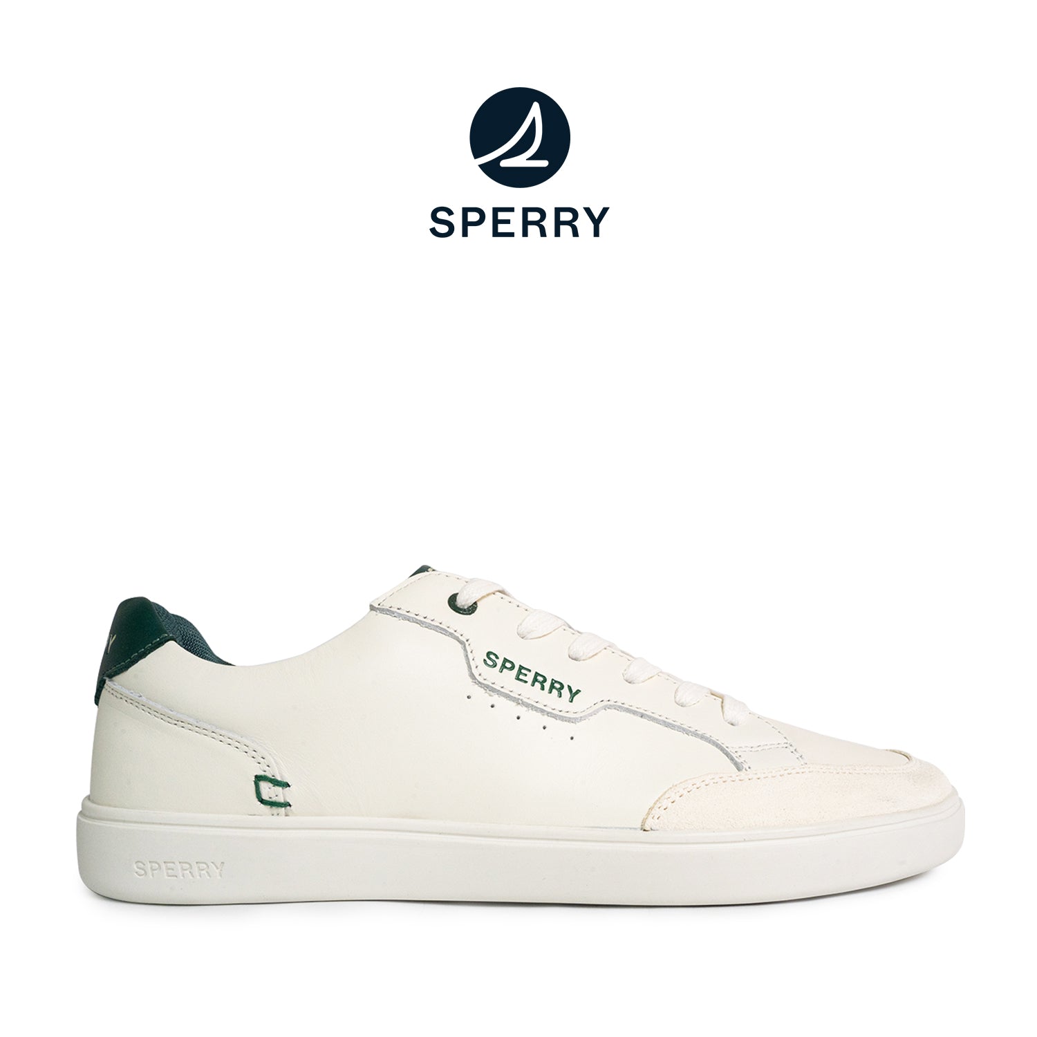 Men's Crew 90 Leather Sneakers - Offwhite/Green (25S05841)