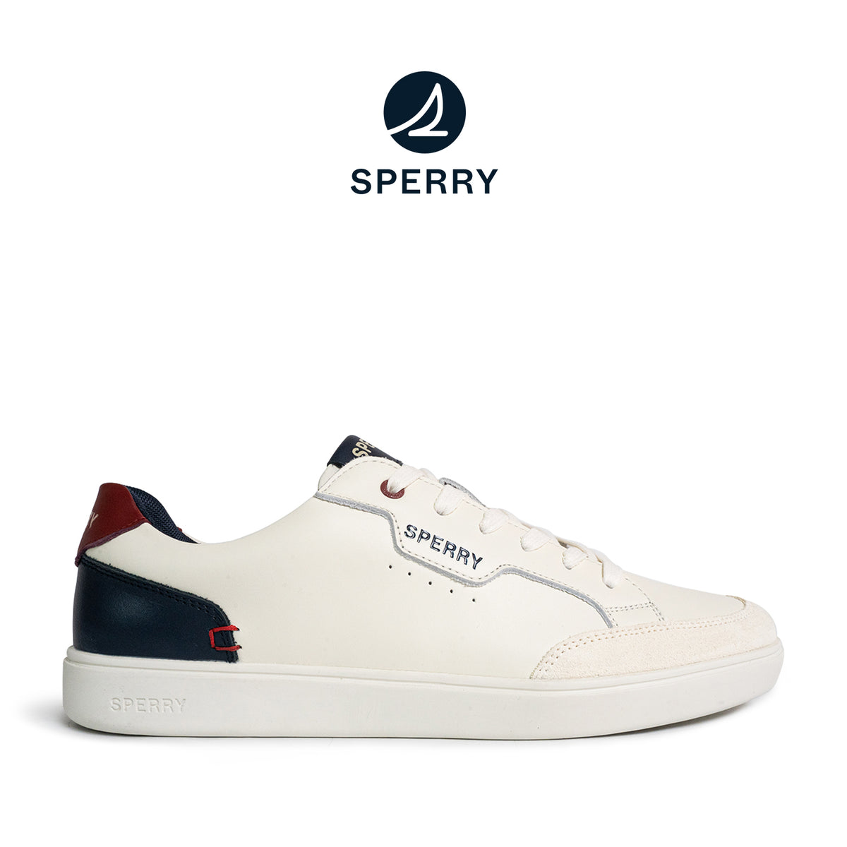 Men's Crew 90 Leather Sneakers - Offwhite/Navy/Red (25S05851)