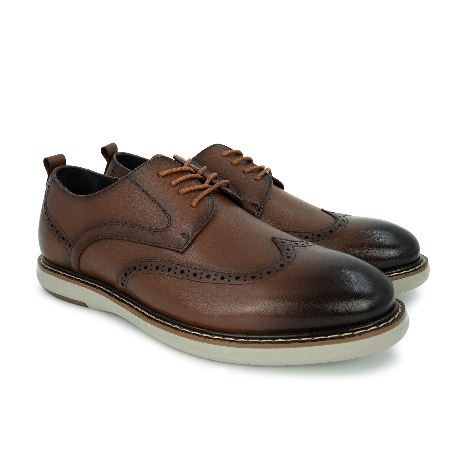 Men's Lewis Brogue Lace Up Burnished Casual - Brown (26F01031)