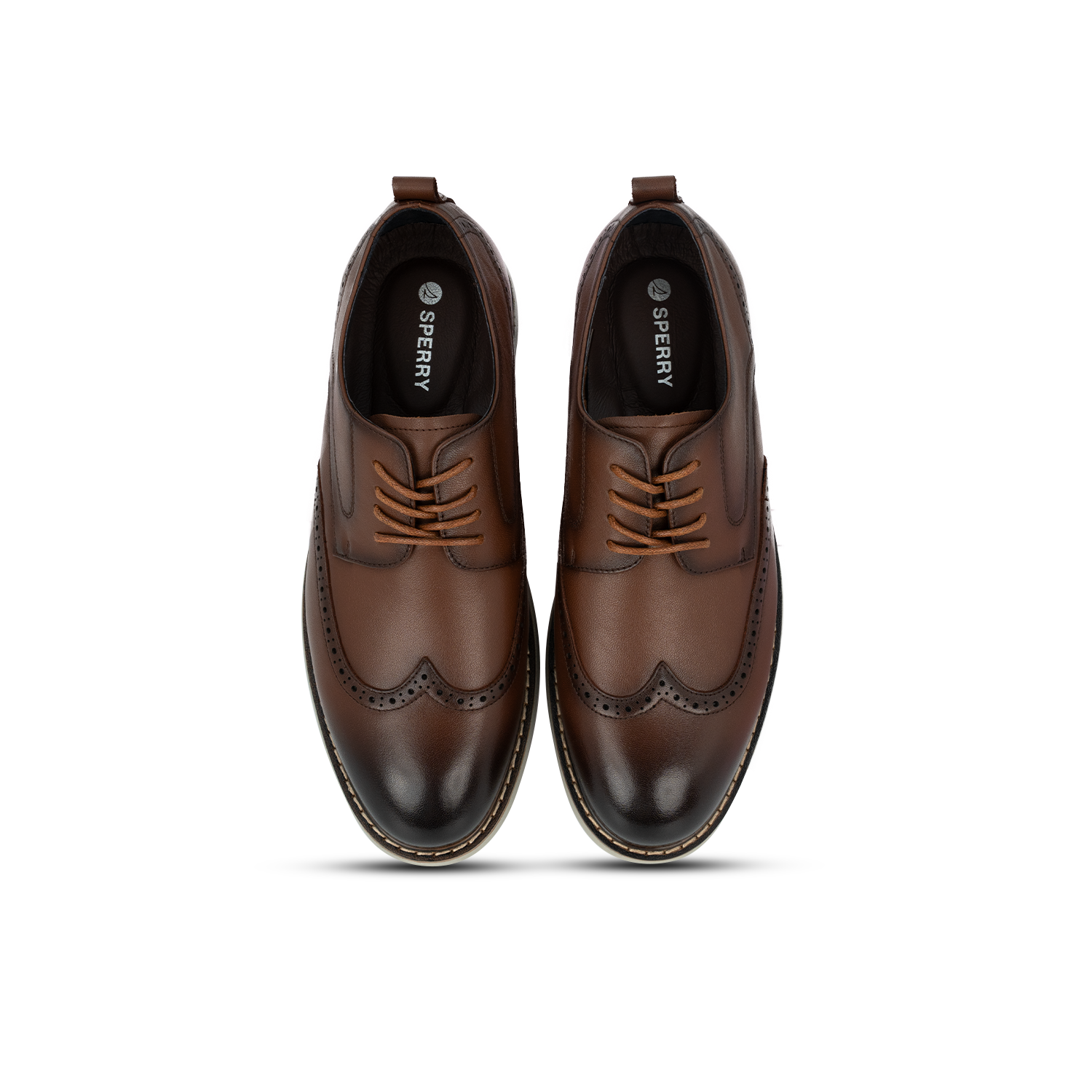 Men's Lewis Brogue Lace Up Burnished Casual - Brown (26F01031)
