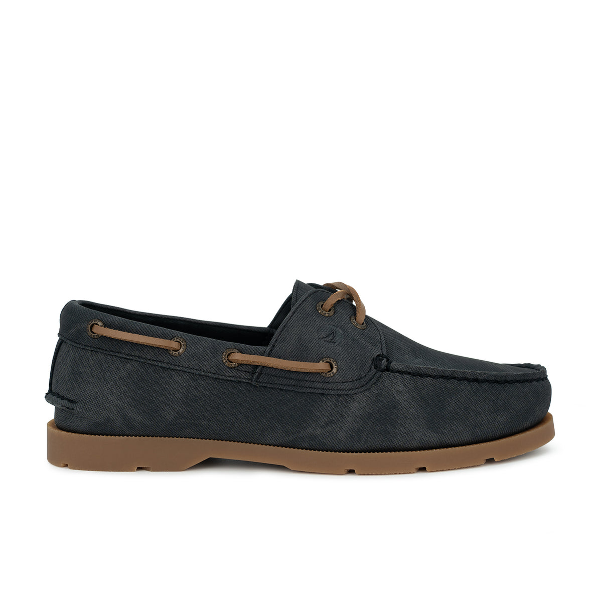 Men's Leeward Wax Canvas Water Resistant Boat Shoe - Black/Gum (26F01211)
