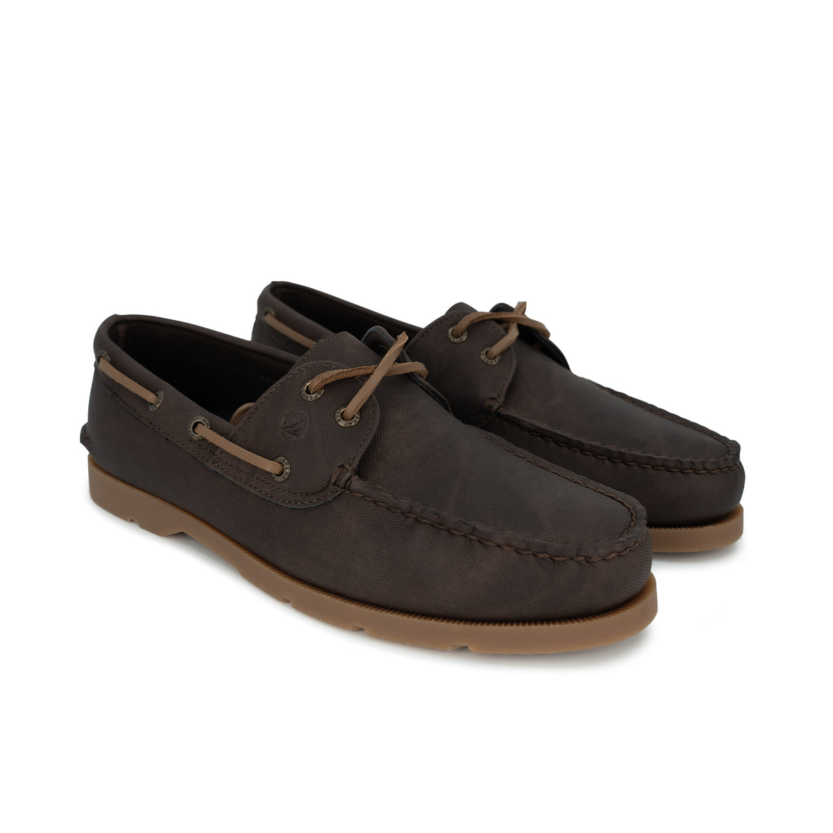 Men's Leeward Wax Canvas Water Resistant Boat Shoe - Dark Brown/Gum (26F01221)