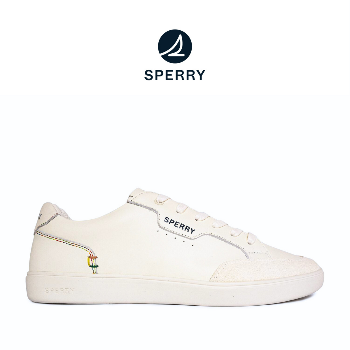 Men's Crew 90 Leather Sneakers - Light Beige/Rainbow (25S00481)