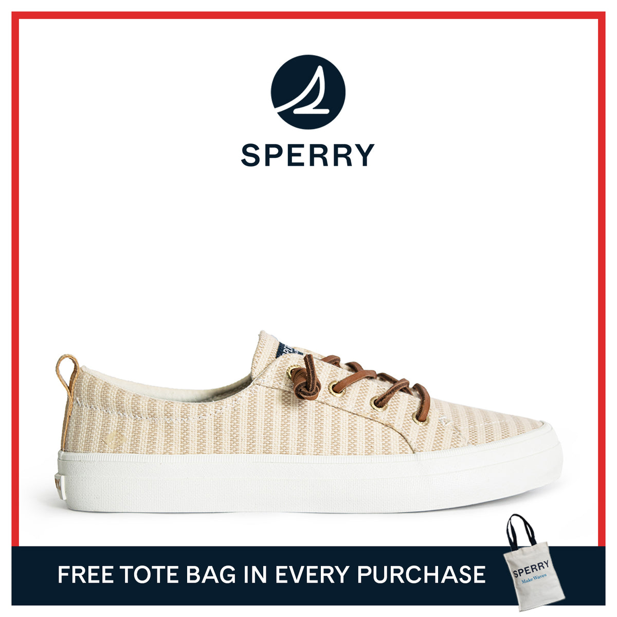 Women's Crest Vibe Sneakers - Off White/Natural Stripe (10396879)