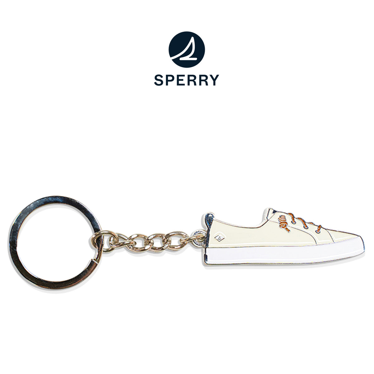 Crest Vibe Sneaker Enamel Keychain -Oat