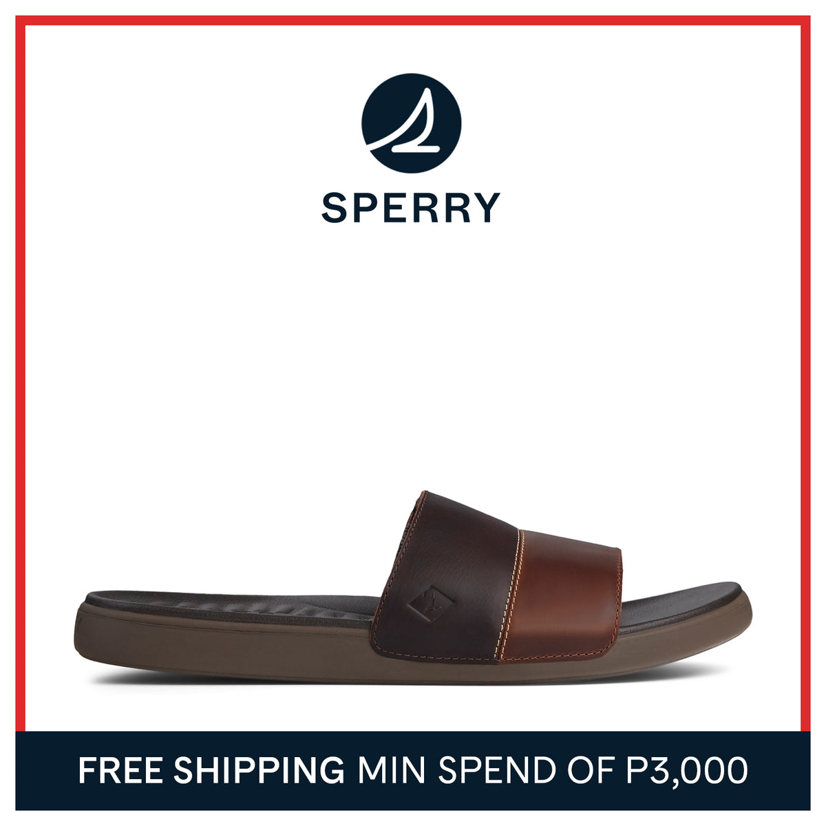 Men's Plushwave Dock Slide Leather Sandals - Brown (STS22215)
