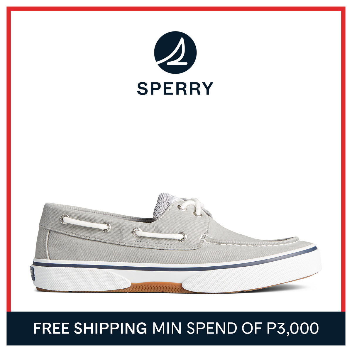 Men's Halyard 2-Eye Saltwashed Sneaker Grey (STS23585)