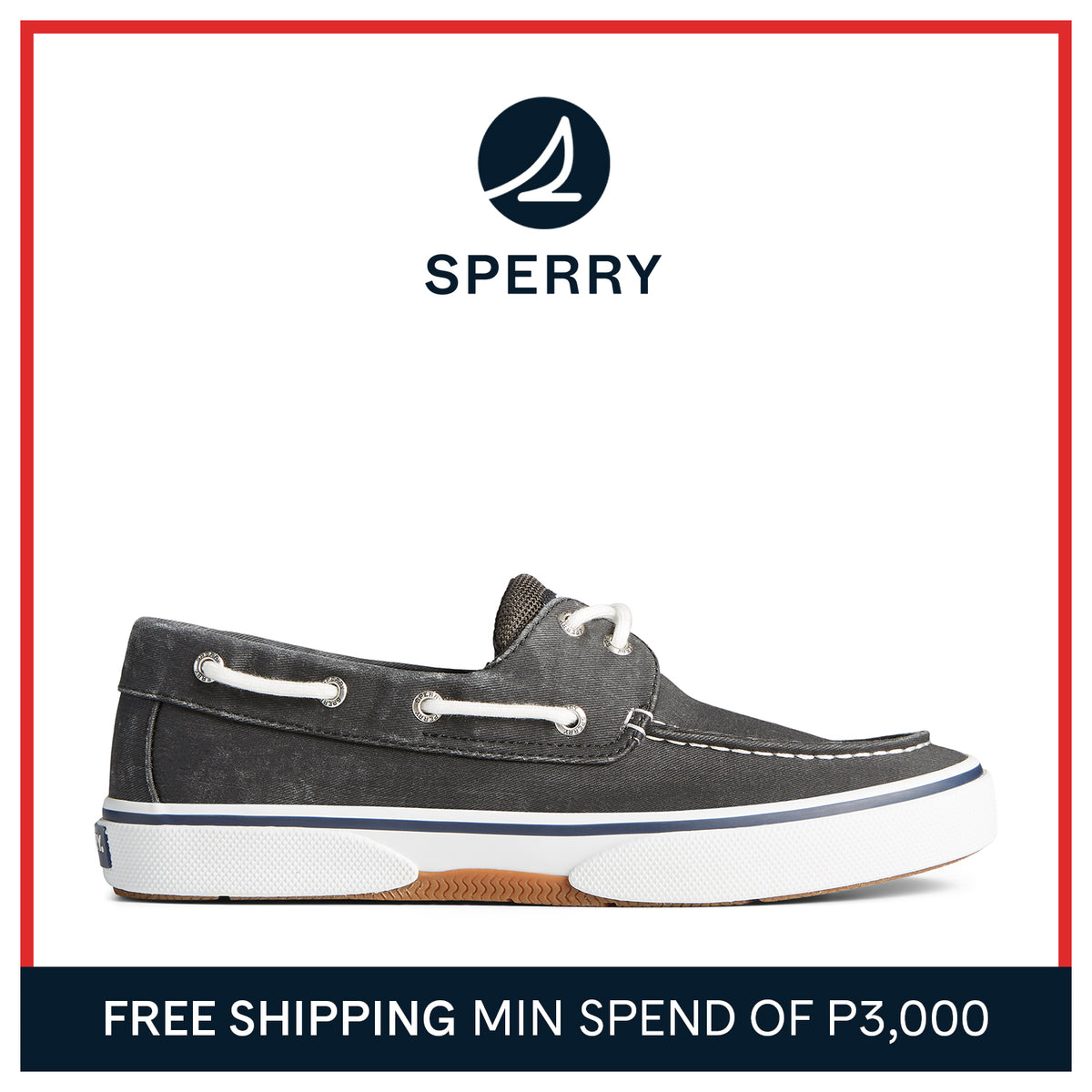 Men's Halyard 2-Eye  Saltwashed Sneaker Black (STS23586)