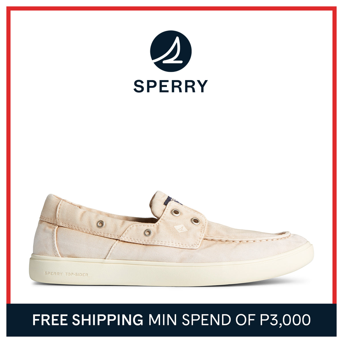 Men's Outer Banks 2-Eye Twill Boat Sneaker - Khaki (STS23752)