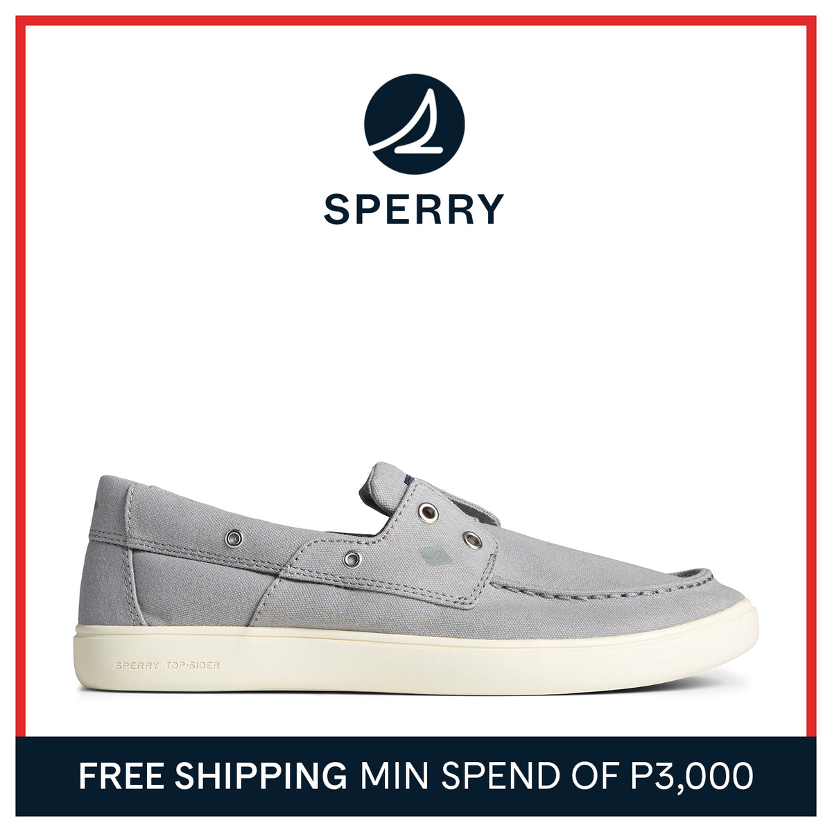 Men's Outer Banks 2-Eye Canvas Boat Shoe - Grey (STS23865)