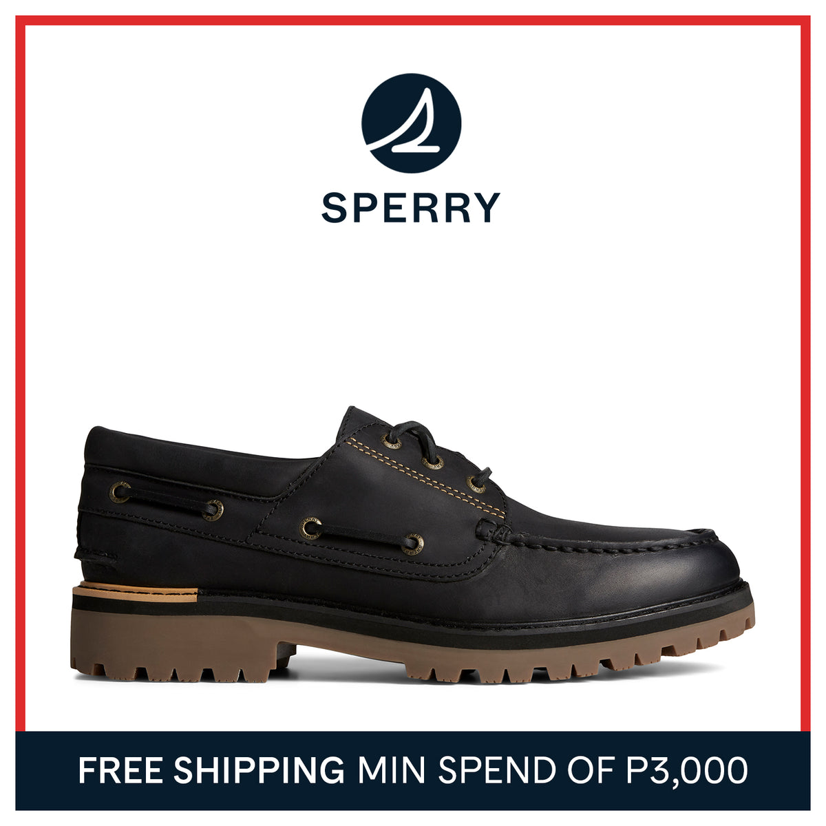 Men's Authentic Original Lug Boat Shoe - Black (STS25155)