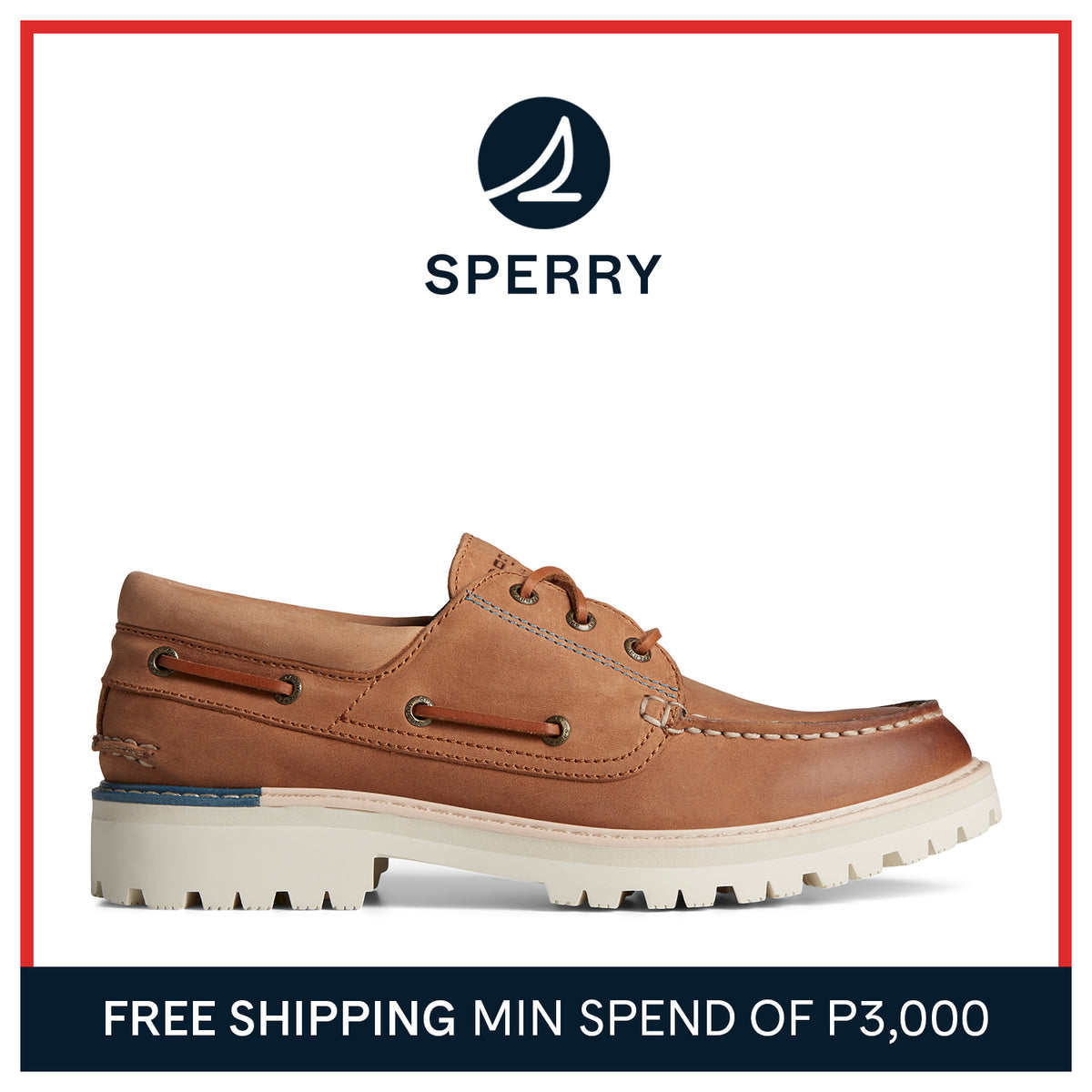 Men's Authentic Original Lug 3-Eye Boat Shoe Tan (STS25158)
