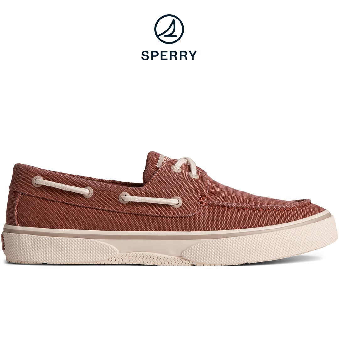 Men's SeaCycled™ Halyard 2-Eye Washed Canvas Boat Sneakers - Red (STS25383)