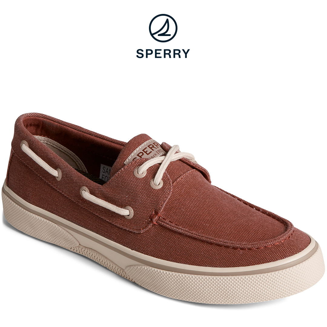 Men's SeaCycled™ Halyard 2-Eye Washed Canvas Boat Sneakers - Red (STS25383)