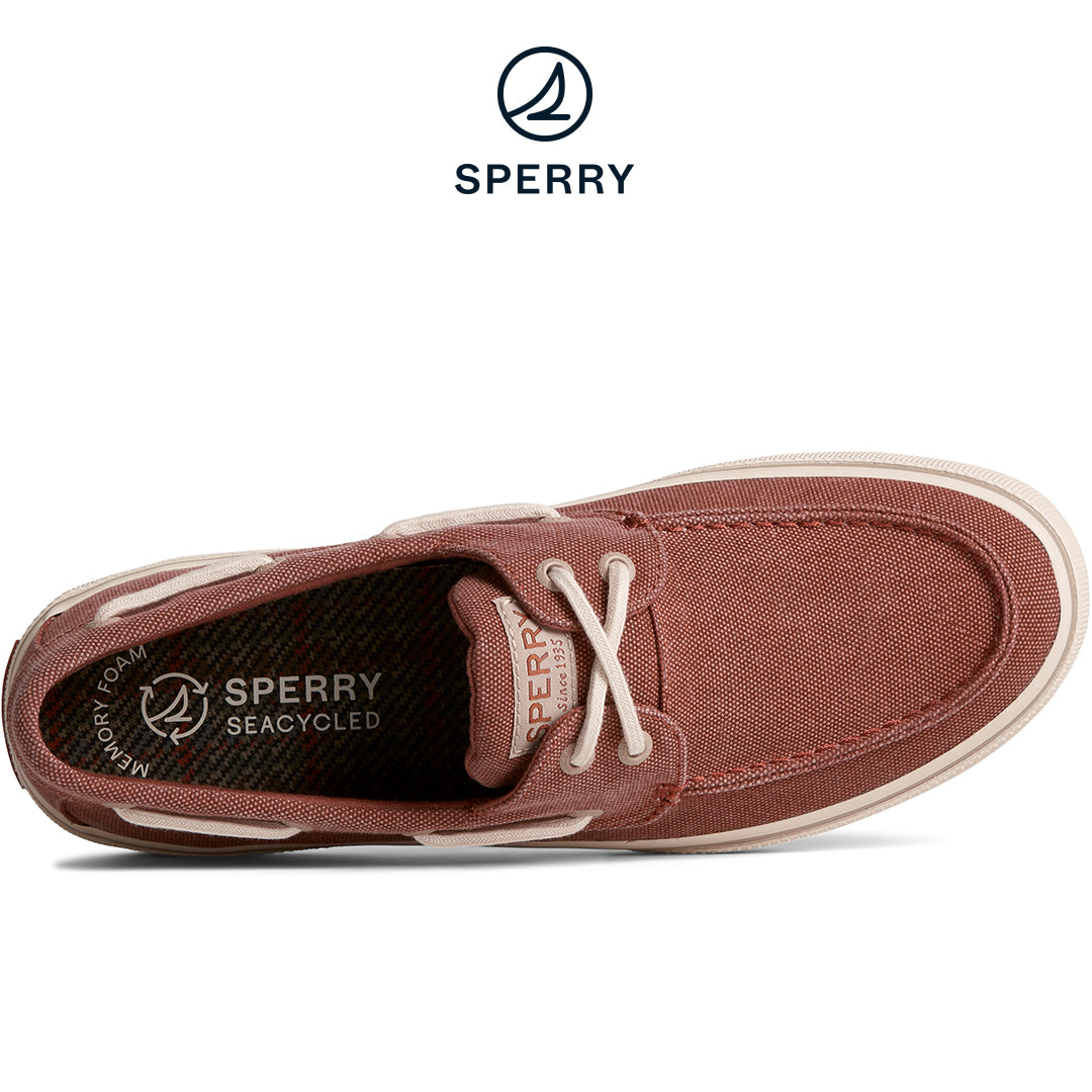 Men's SeaCycled™ Halyard 2-Eye Washed Canvas Boat Sneakers - Red (STS25383)