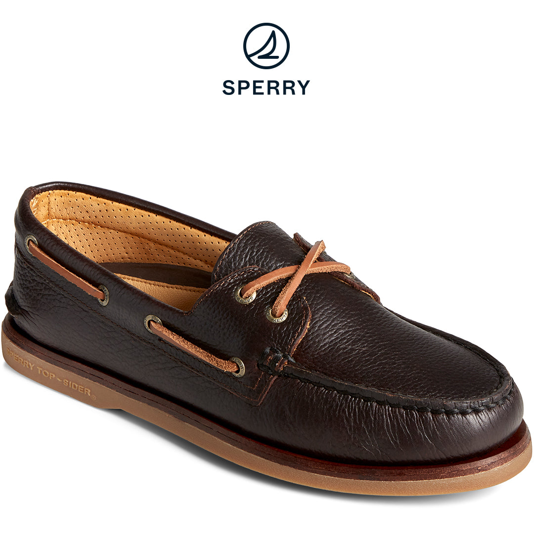 Men's Gold Cup™ Authentic Original™ 2-Eye Tumbled Leather Boat Shoe Brown (STS25502)