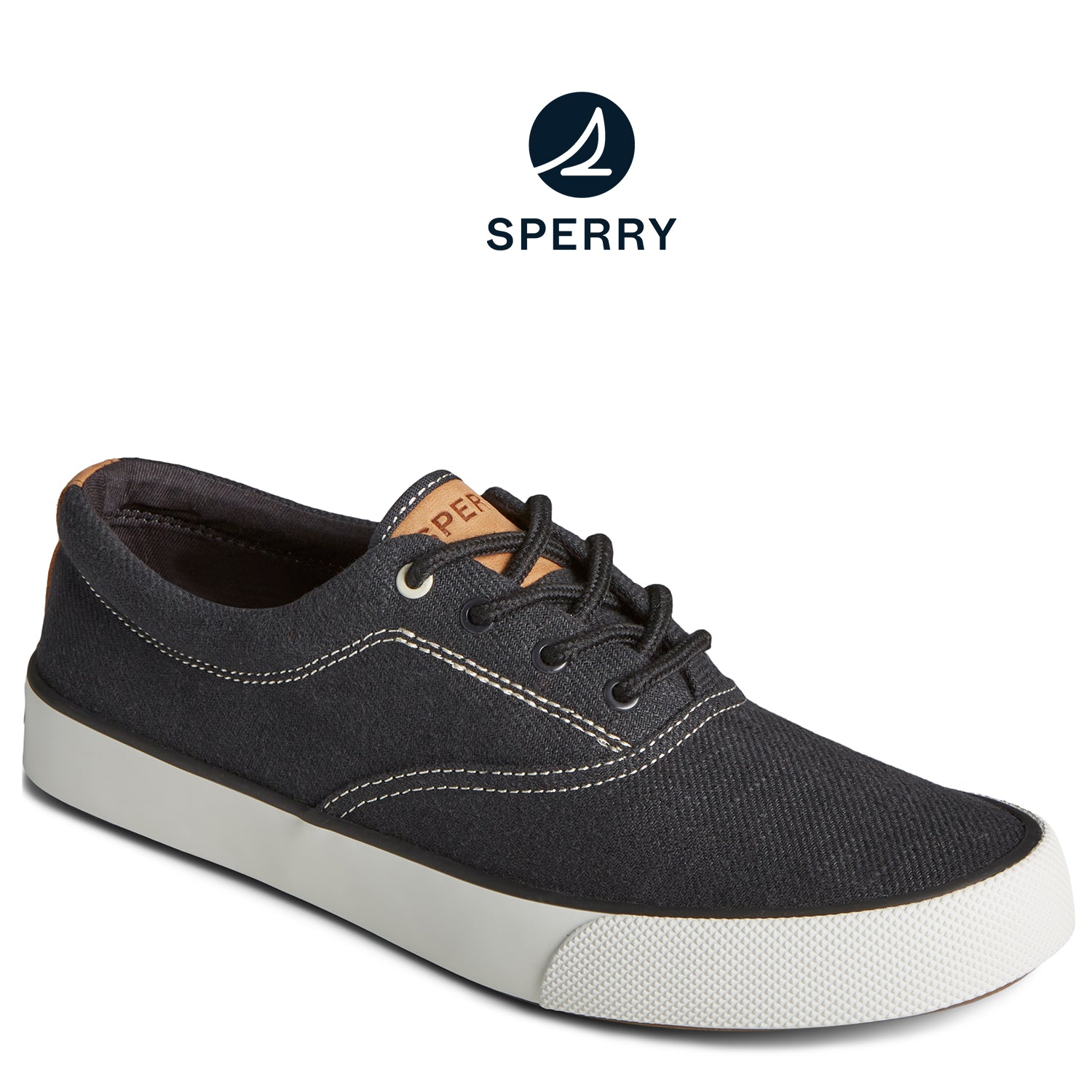 Men's SeaCycled™ Striper II Slub Linen Sneaker Black (STS25664)