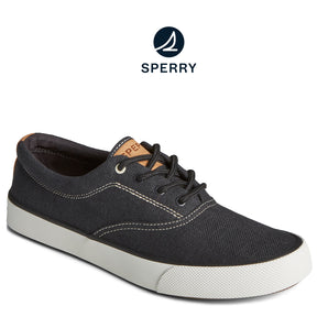 Men's SeaCycled™ Striper II Slub Linen Sneaker Black (STS25664)