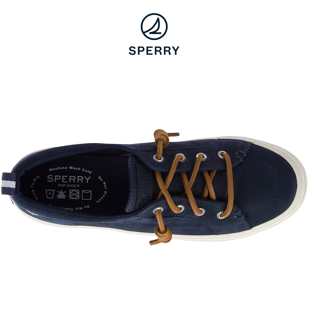 Women's Crest Vibe Washable Leather Sneakers - Navy (STS82400)