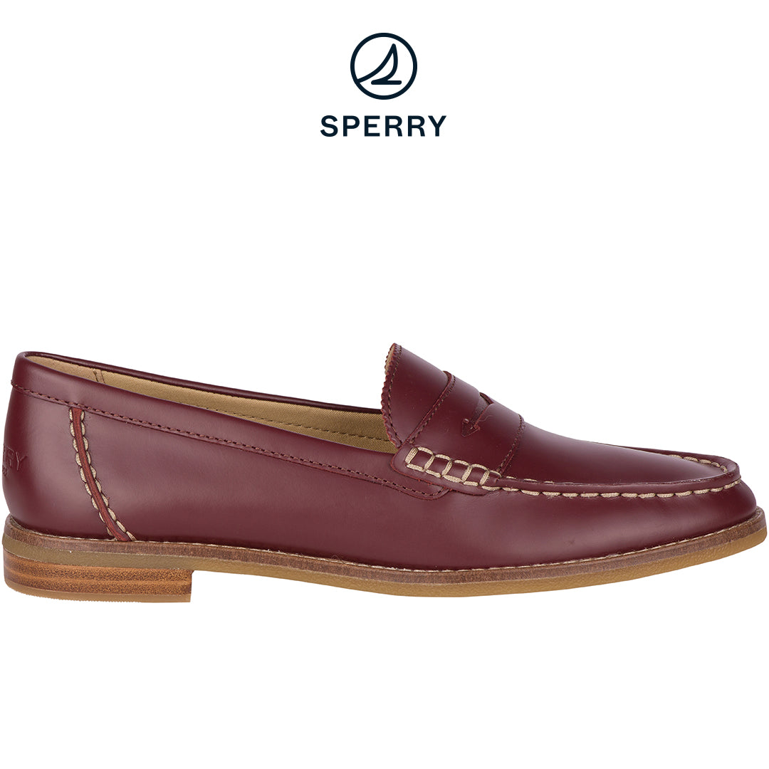 Sperry Women's Seaport Penny Box Leather Casuals Burgundy (STS83933)