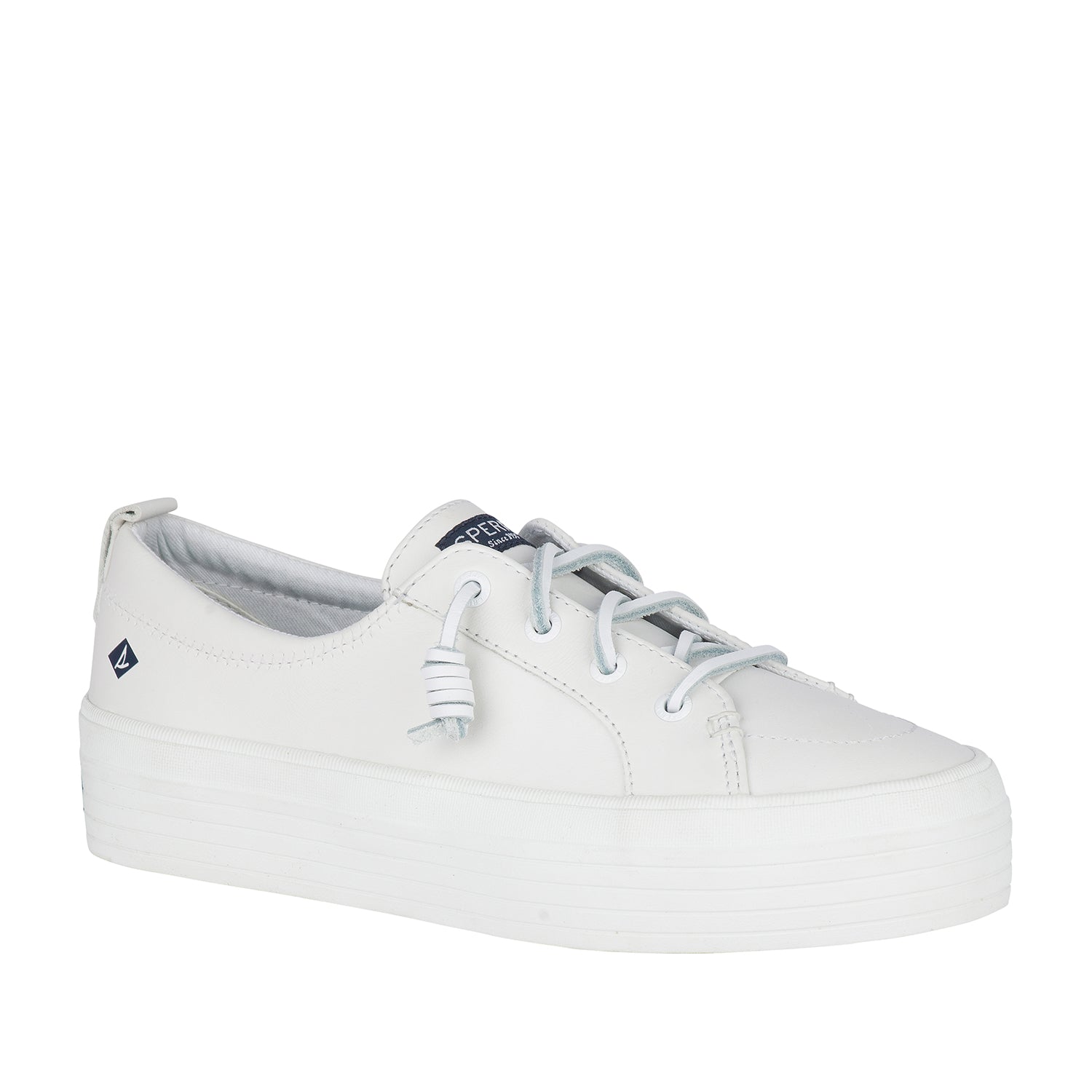 Women's Crest Vibe Platform Leather Sneakers - White (L10396871)