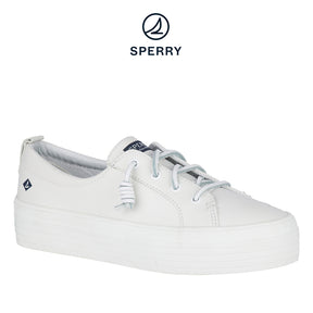 Women's Crest Vibe Platform Leather Sneakers - White (L139340850)