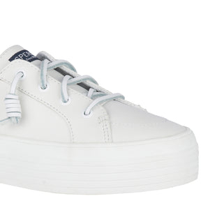 Women's Crest Vibe Platform Leather Sneakers - White (L10396871)
