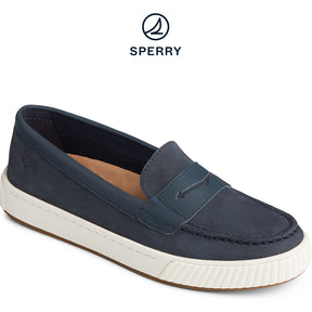 Women's Anchor Plushwave Penny Leather Slip On Sneaker - Navy (STS84970)