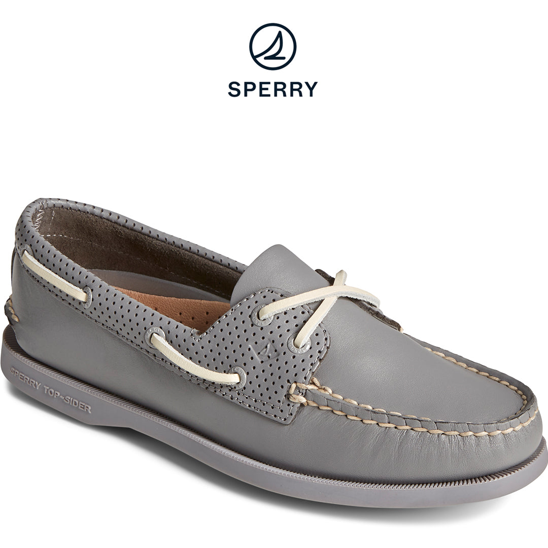 Women's Authentic Original Pin Perforated Boat Shoe - Grey (STS87112)