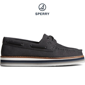 Women's Authentic Original Stacked Boat Shoe - Black (STS87116)